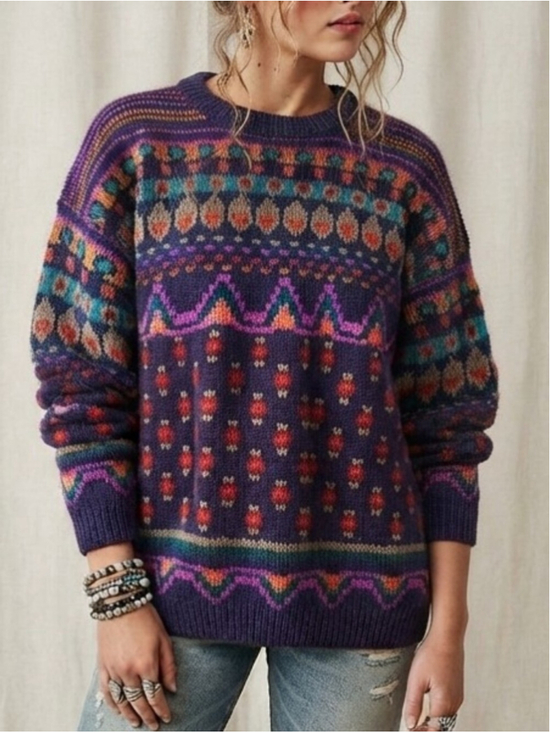 Britches Sweaters - VTG Wool Oversized Baggy Hand Knit Sweater Sz M Fits Large Boho Indiesleeze Fun